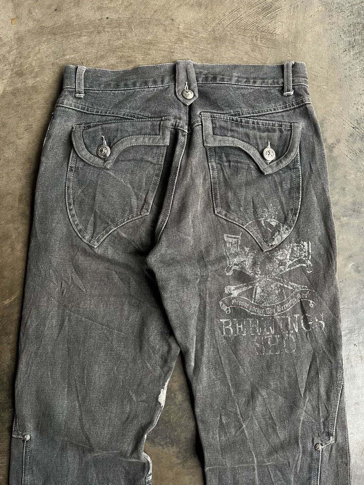 Tornado Mart Bernings Sho Flare Gothic Poem Boot Cut Wash Denim Pants Size US 30 / EU 46 - 6 Thumbnail