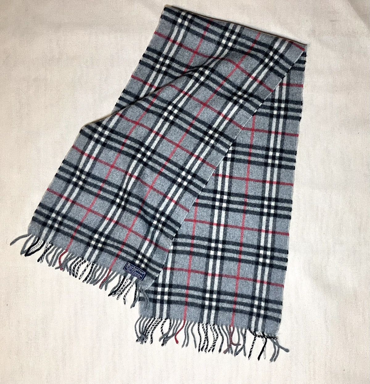 Burberry × Vintage Burberry London cashmere tartan gray scarf Size ONE SIZE - 5 Thumbnail