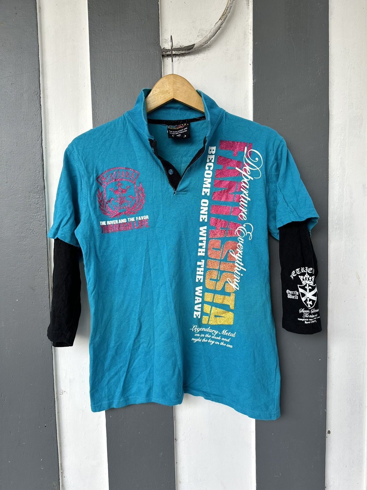CRAZY Y2K JAPANESE POEM SHIRT SURF HAWAII STYLE