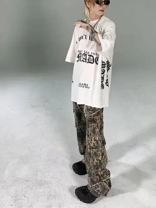 Designer × Vintage Cargo pants Frayed Camouflage Y2k Baggy jeans Size US 32 / EU 48 - 3 Thumbnail