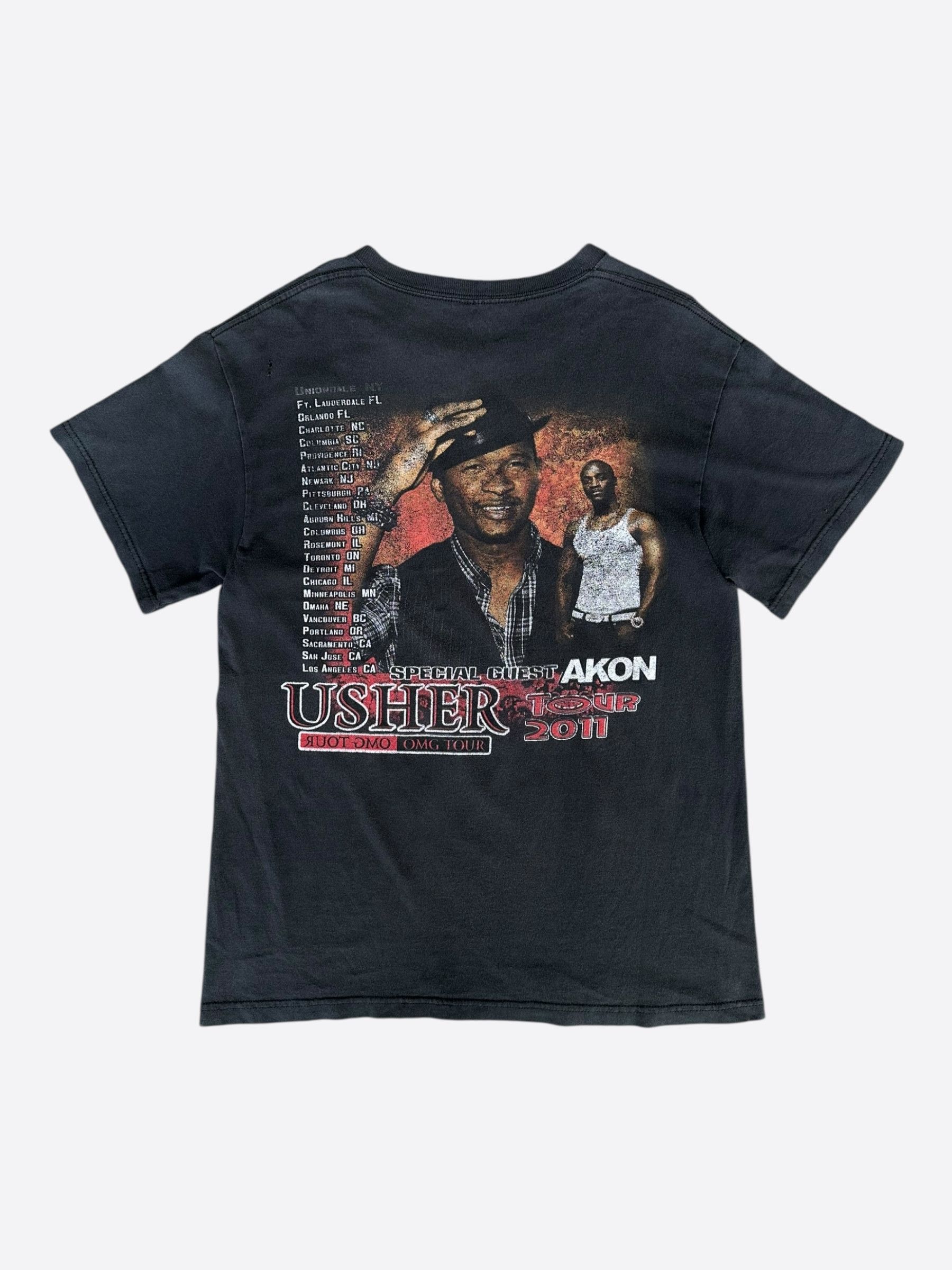 Vintage Vintage Black Usher & Akon OMG Tour T-Shirt Size US M / EU 48-50 / 2 - 2 Thumbnail