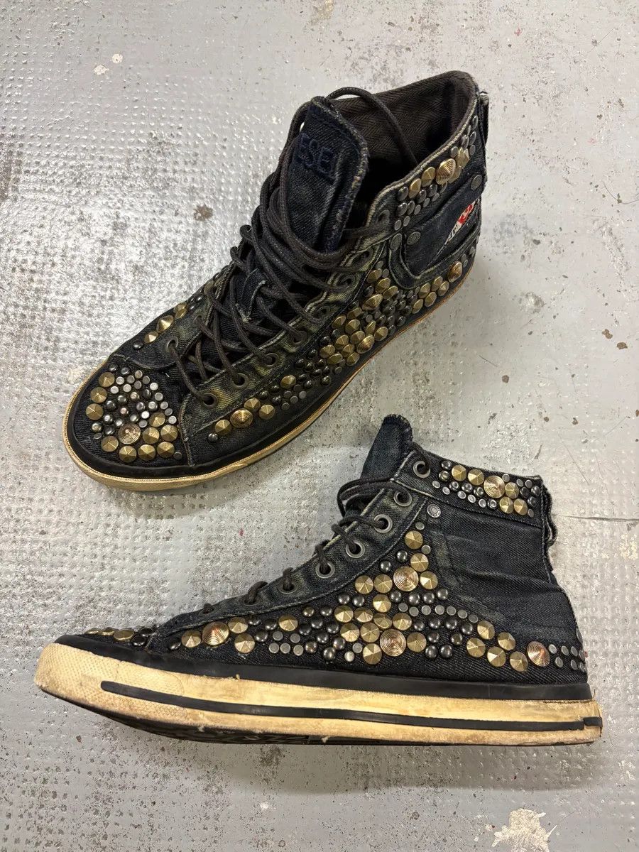Diesel 2000s Diesel Navy Denim Studded High Sneakers Size US 8 / EU 41 - 6 Thumbnail