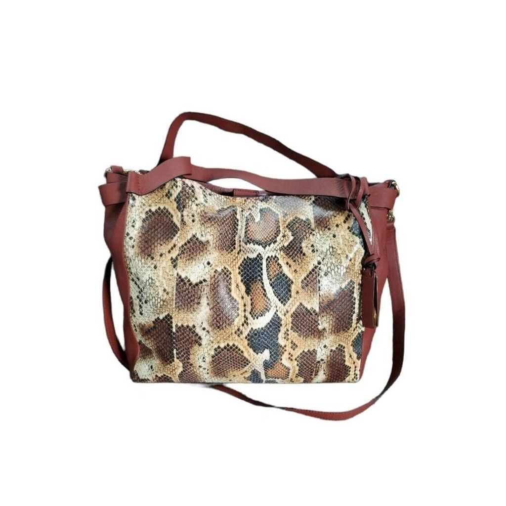 Vince Camuto Vince Camuto Alora Tote Brown Tan Python Snakeskin Pattern Size ONE SIZE - 1 Thumbnail