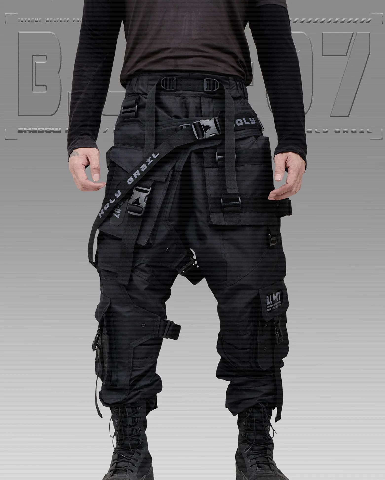 Hi Tec H-G PRO-TECH-TOR "SHADOW FORCE" TECHWEAR CYBERPUNK HOLYGRAIL Size US 34 / EU 50 - 2 Thumbnail