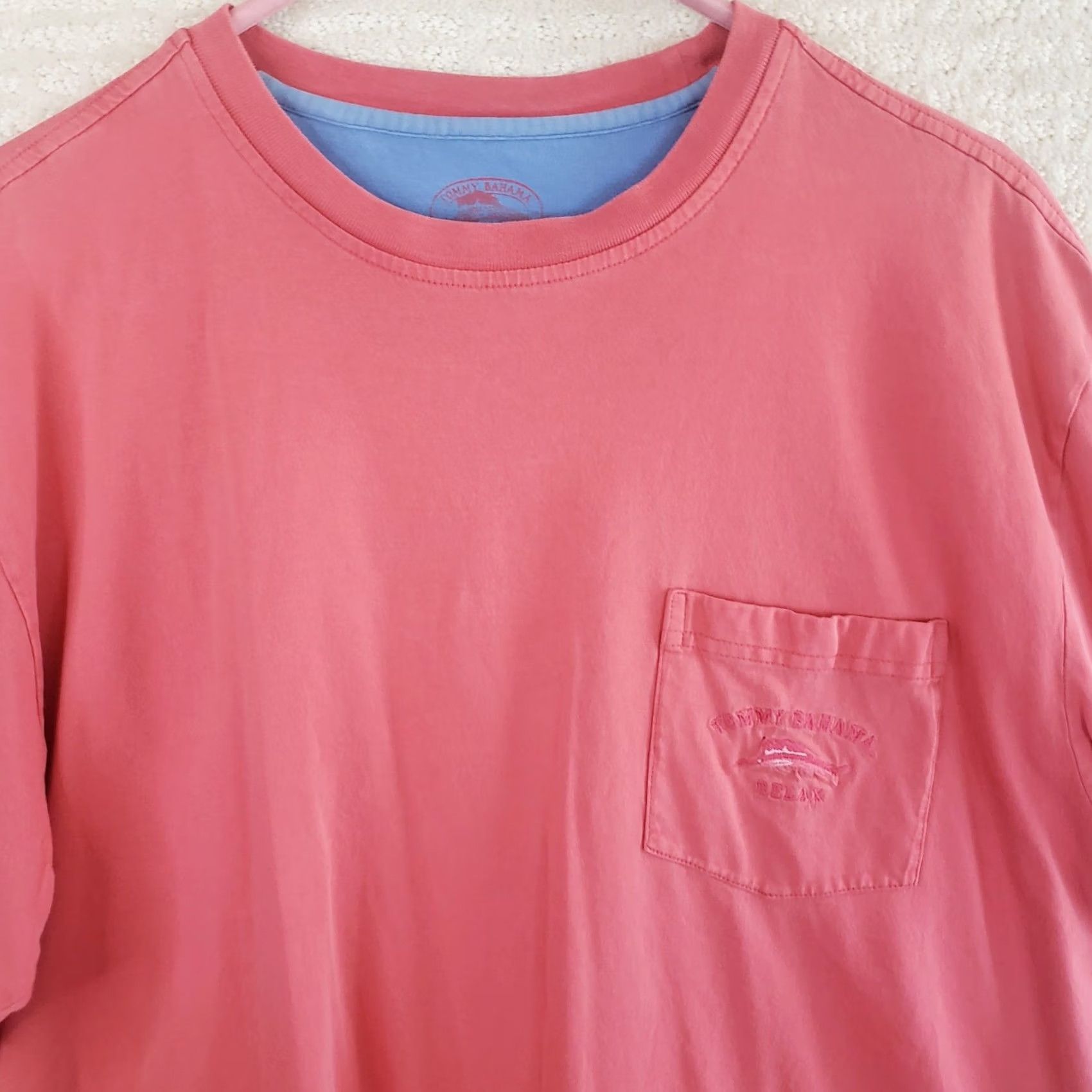 Tommy Bahama Tommy Bahama Shirt Mens Large Relax Pima Short Sleeve Crew Neck Pocket Coral Size US L / EU 52-54 / 3 - 2 Thumbnail