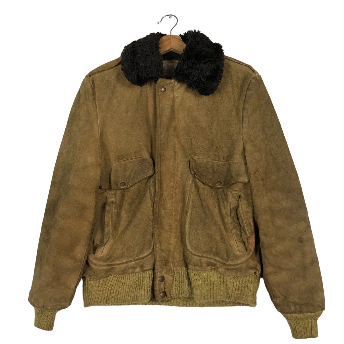Genuine Leather 🔥TRUE VINTAGE 70’s WILLIAM BARRY USA SHERPA LINING MILITARY Size US M / EU 48-50 / 2 - 1 Thumbnail