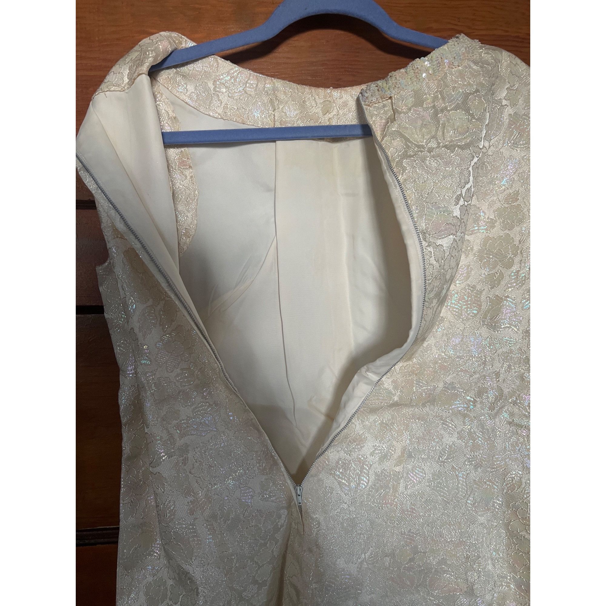 Other Vintage 2-Piece Ivory Brocade Sleeveless Top & slacks With Size M / US 6-8 / IT 42-44 - 4 Thumbnail