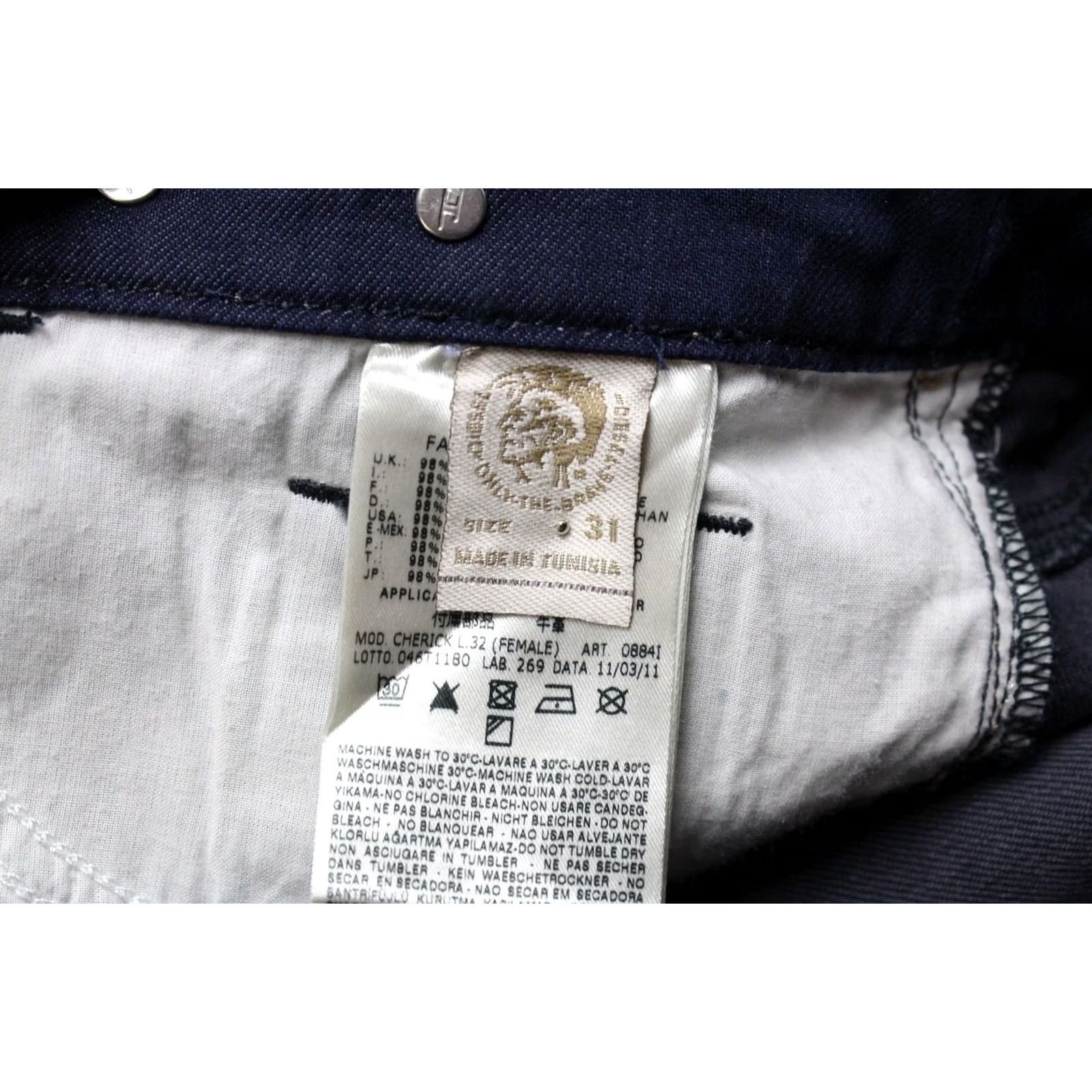 Diesel DIESEL Jeans Cherick Slim-Tapered 0884I_Stretch W31/L32 Faded Zip Blue Womens Jeans Size 24" / US 00 / IT 34 - 7 Thumbnail
