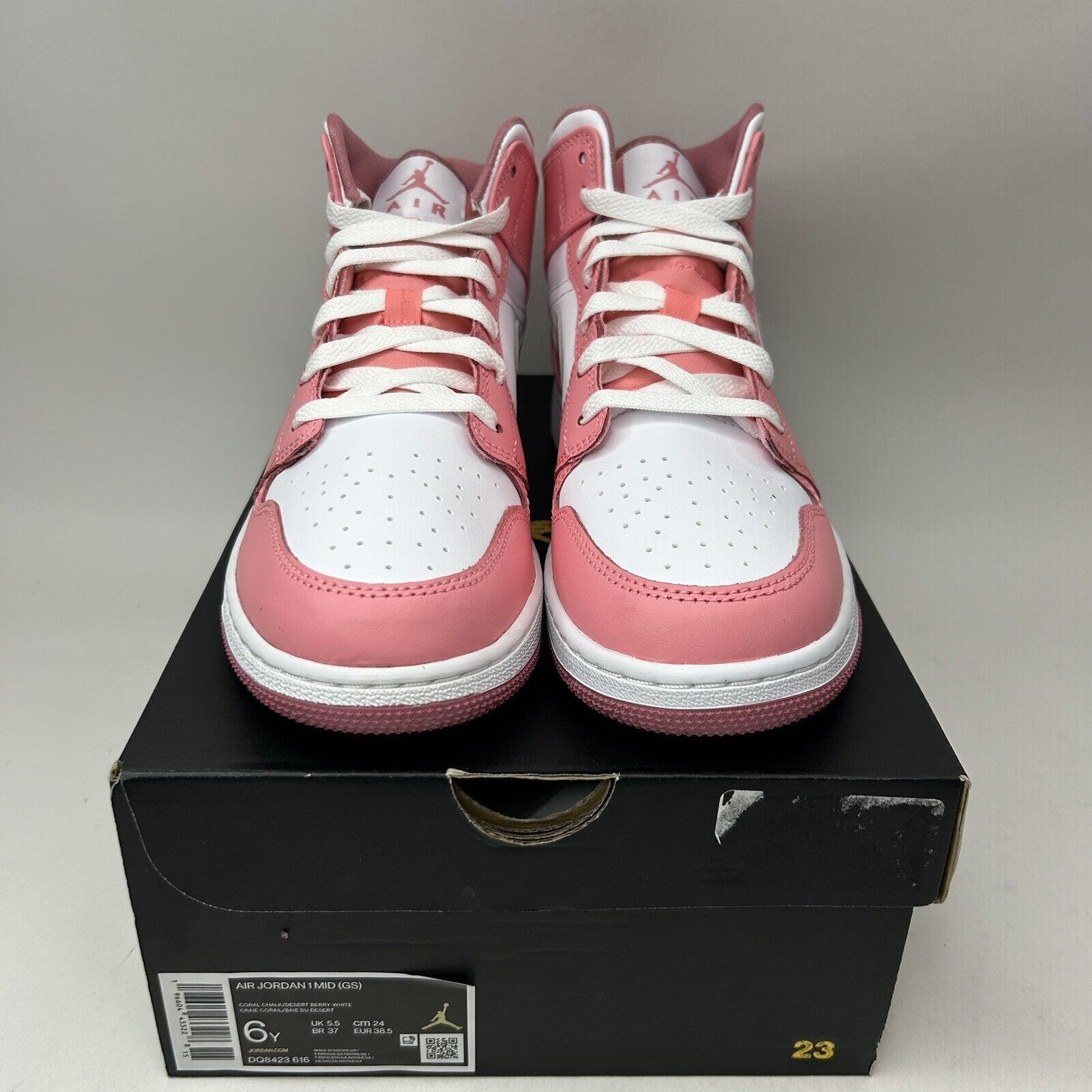 Nike Nike Air Jordan 1 Retro Mid GS “Valentines Day/Coral Pink” Size US 7.5 / IT 37.5 - 2 Thumbnail