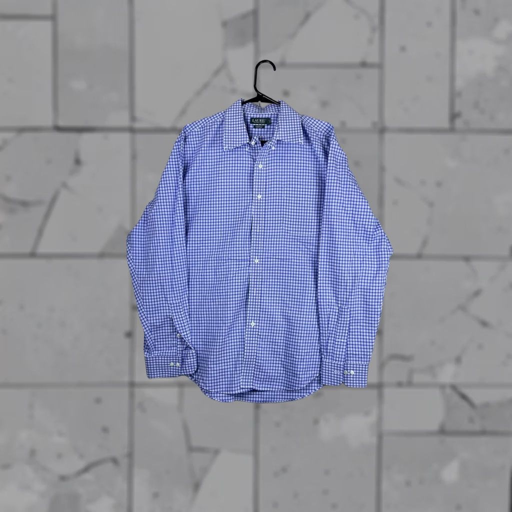 Ralph Lauren Lauren Ralph Lauren Shirt Mens 17.5 36/37 Blue Check Classic Fit Non Iron Dress Shirt Size 48R - 1 Thumbnail