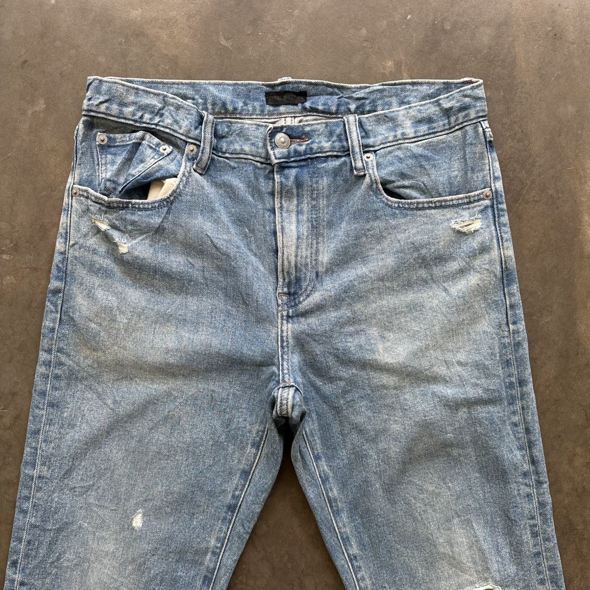 Japanese Brand Vintage Japanese Distressed Faded Denim Jean Pant W33 Size US 33 - 3 Thumbnail