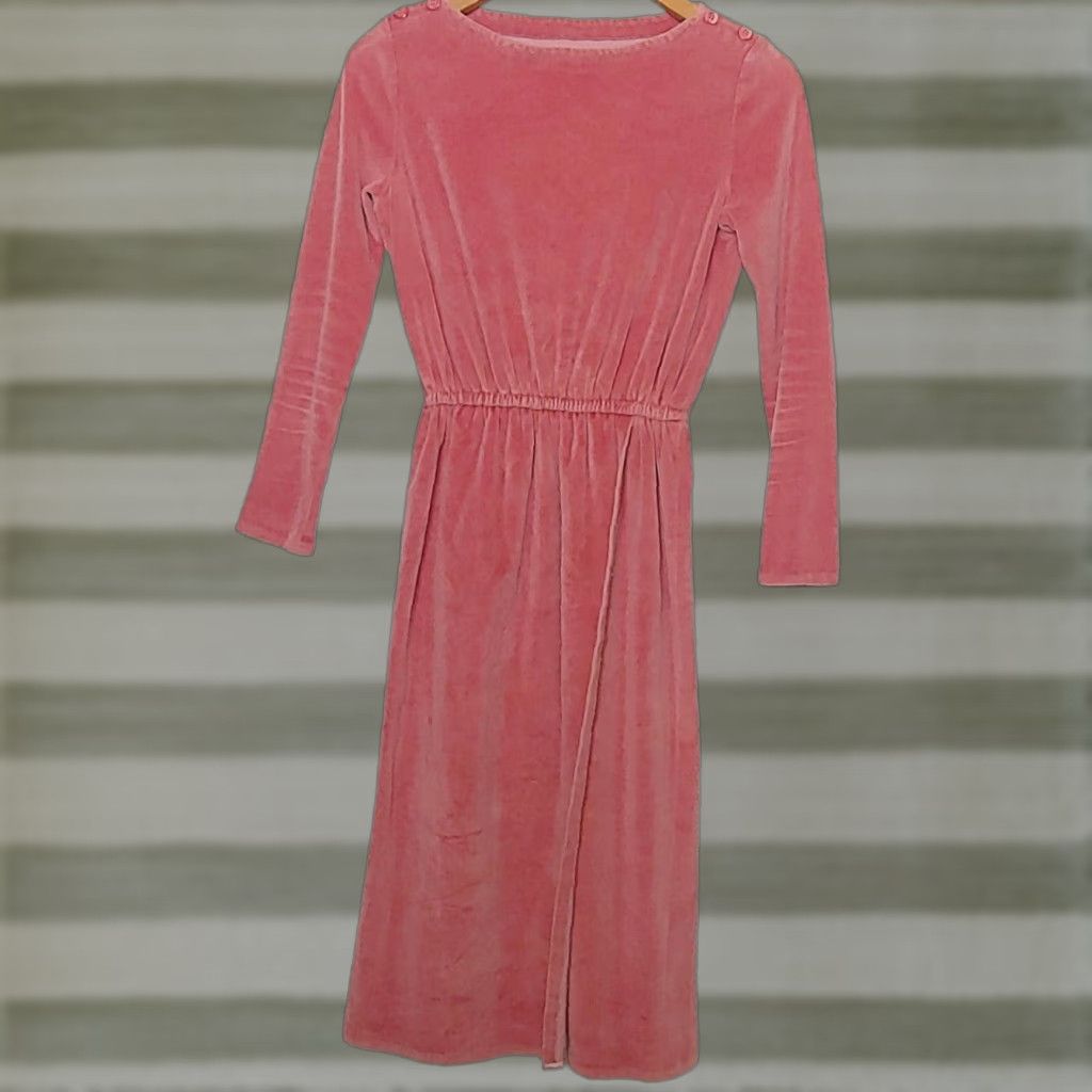 Velour VINTAGE Womens Velvet Velour Wrap Dress Mauve Pink Long Sleeve Secretary Dress Knee Length M Womens Velour Secretar y Turned? Size M / US 6-8 / IT 42-44 - 1 Thumbnail