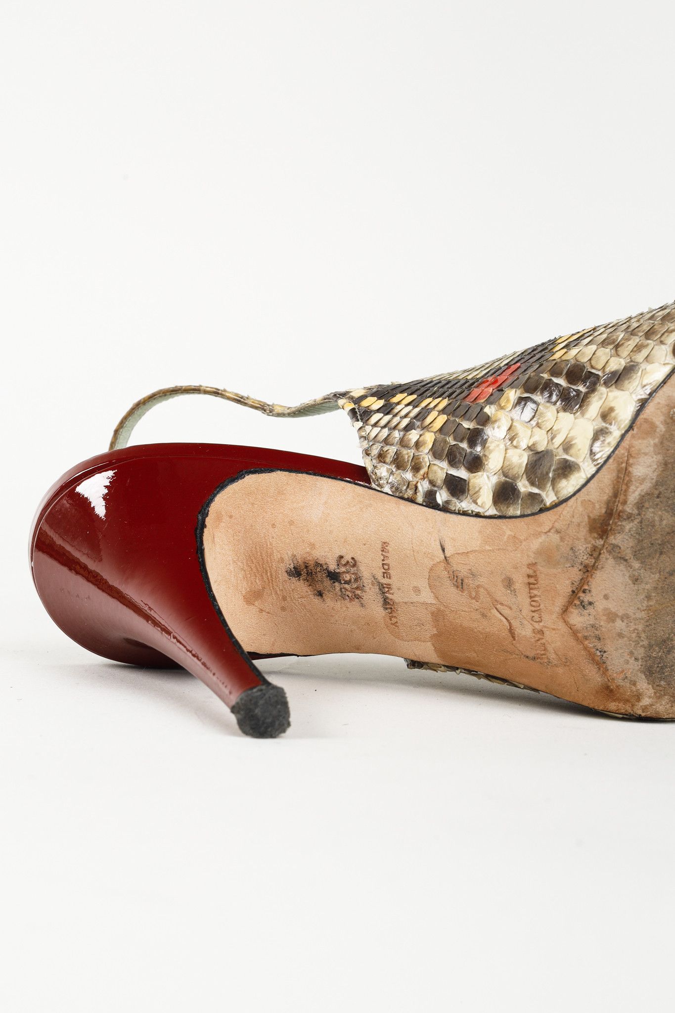 Rene Caovilla Rene Caovilla Snakeskin Peep-Toe Slingback Heels Size US 6.5 / IT 36.5 - 5 Thumbnail
