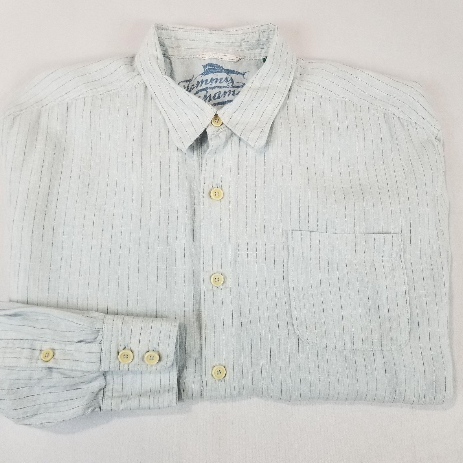Tommy Bahama Tommy Bahama Shirt Mens XL Blue White Linen Button Up Relax Size US XL / EU 56 / 4 - 3 Thumbnail