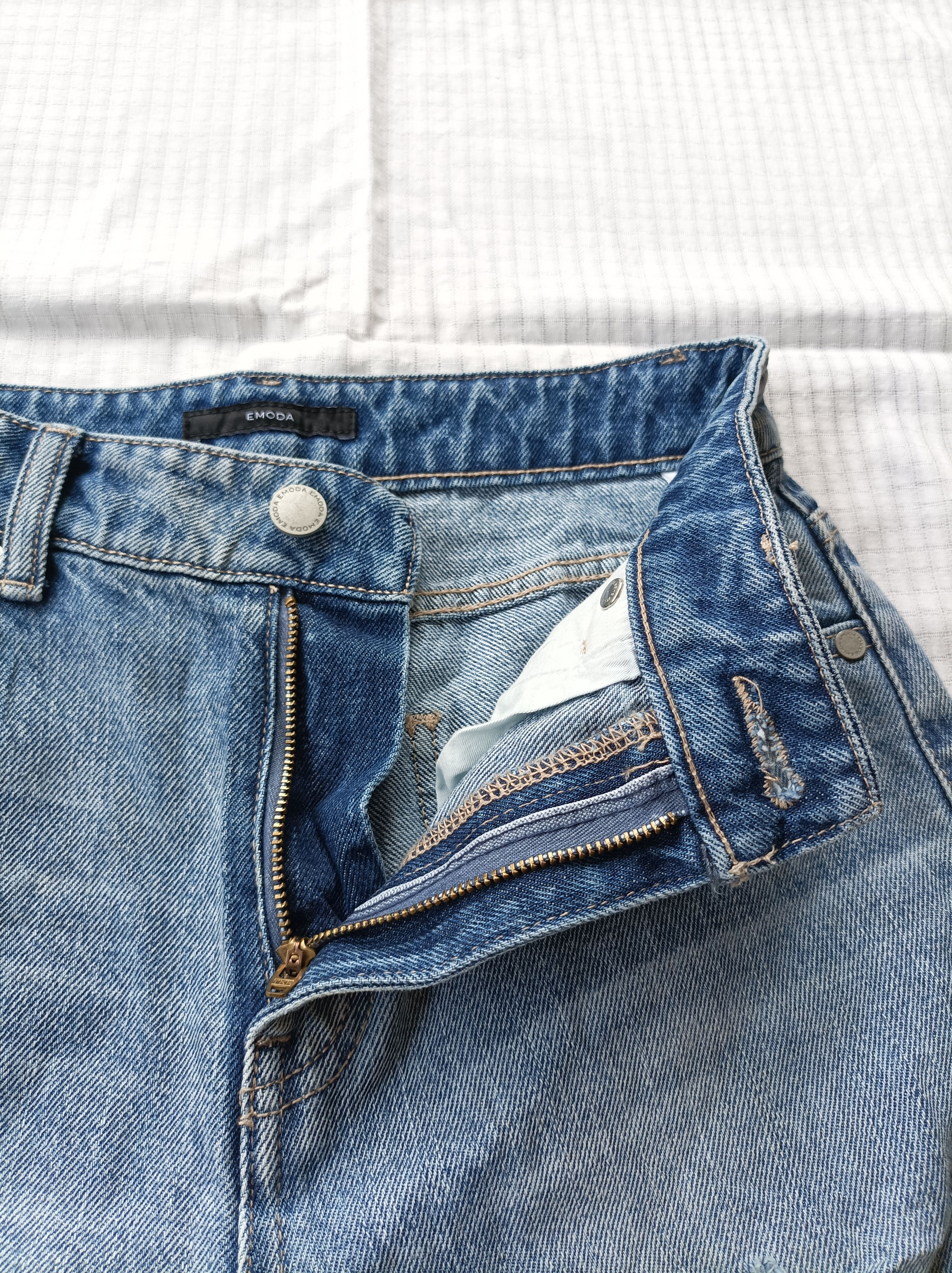 Japanese Brand (P177) Emoda Distressed Women Front Slit Flare Jeans Sz 1 Size 26" / US 2 / IT 38 - 6 Thumbnail