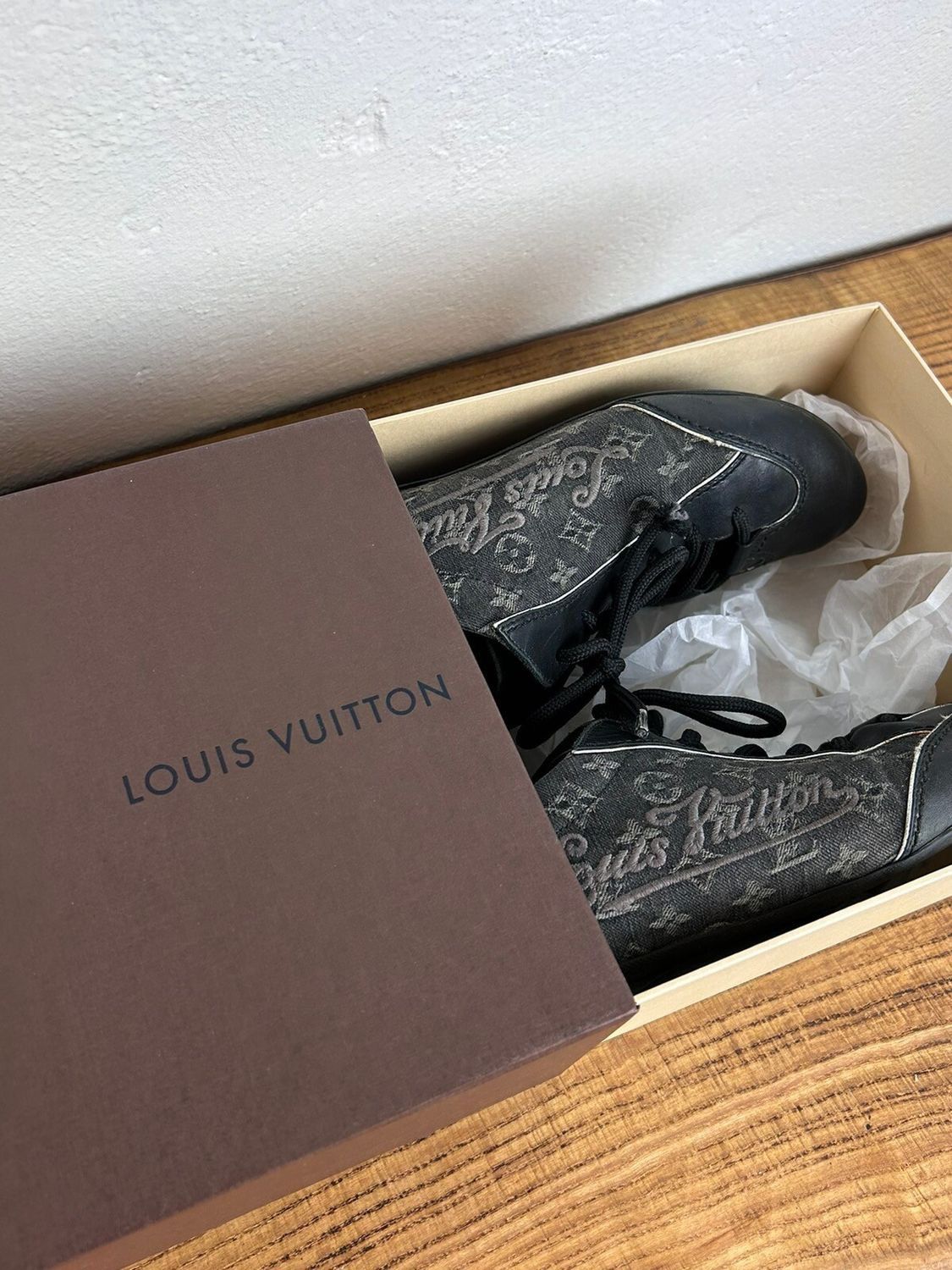 Louis Vuitton Louis Vuitton Denim And Leather Monogram Low Top Sneakers Size US 7.5 / IT 37.5 - 25 Thumbnail