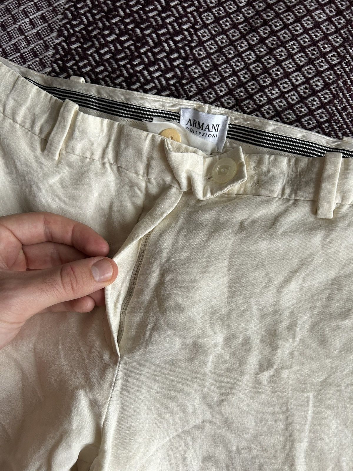 Armani Collezioni Vintage Armani Collezioni Linen Pants Solid Style Size 40 Size 27" / US 4 / IT 40 - 8 Thumbnail