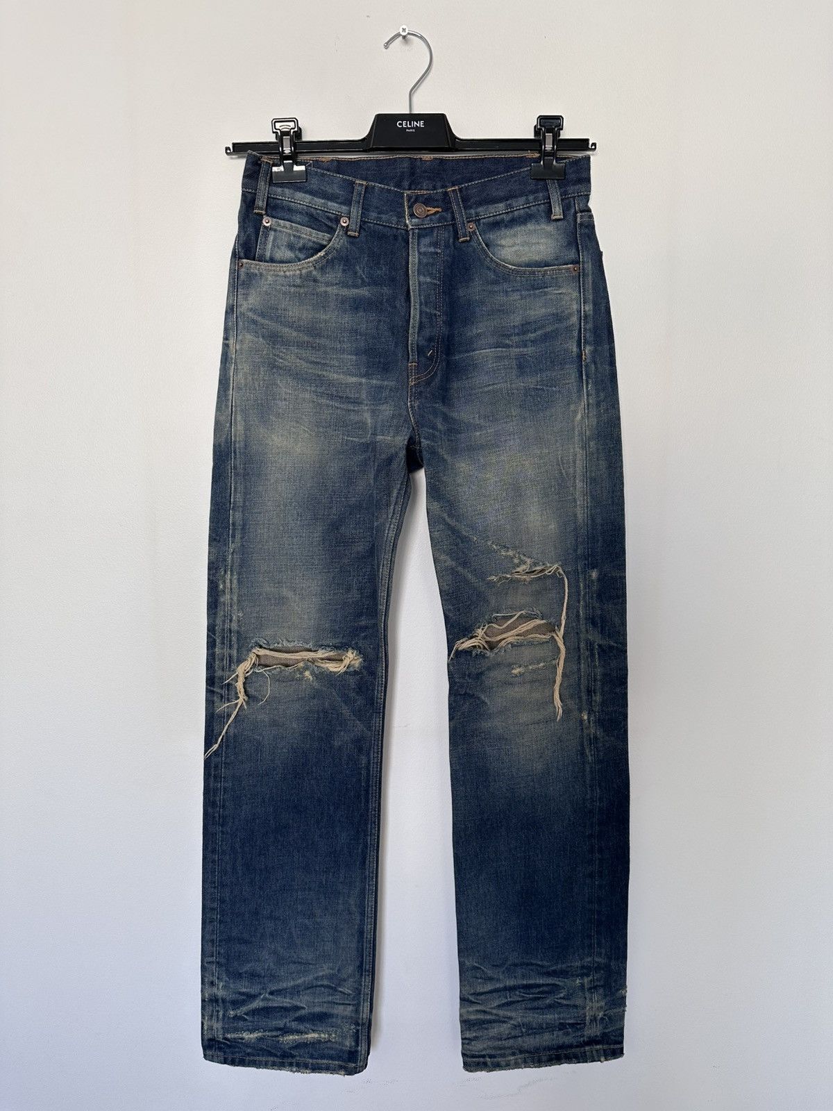 史上一番安い × Celine Hedi wash Marble Blue Denim Kurt Celine Slimane パンツ