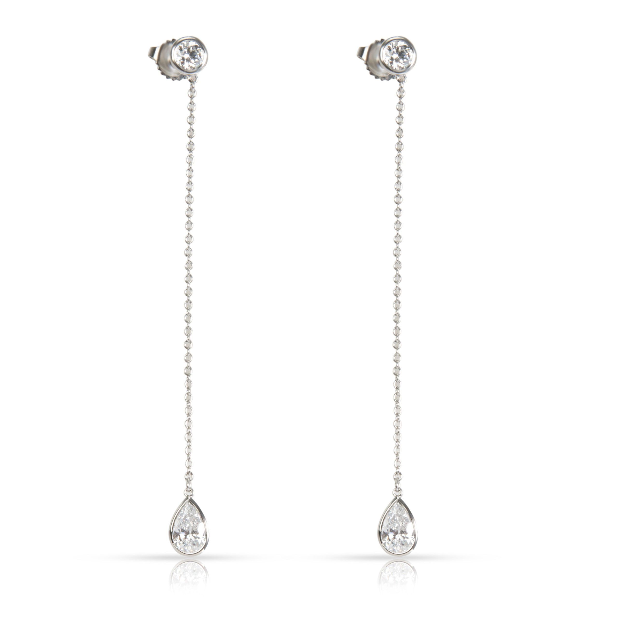 image of Tiffany Co Tiffany & Co. Elsa Peretti Diamond Dangle Earrings In Platinum 1.36 Ctw in Gold, Women's