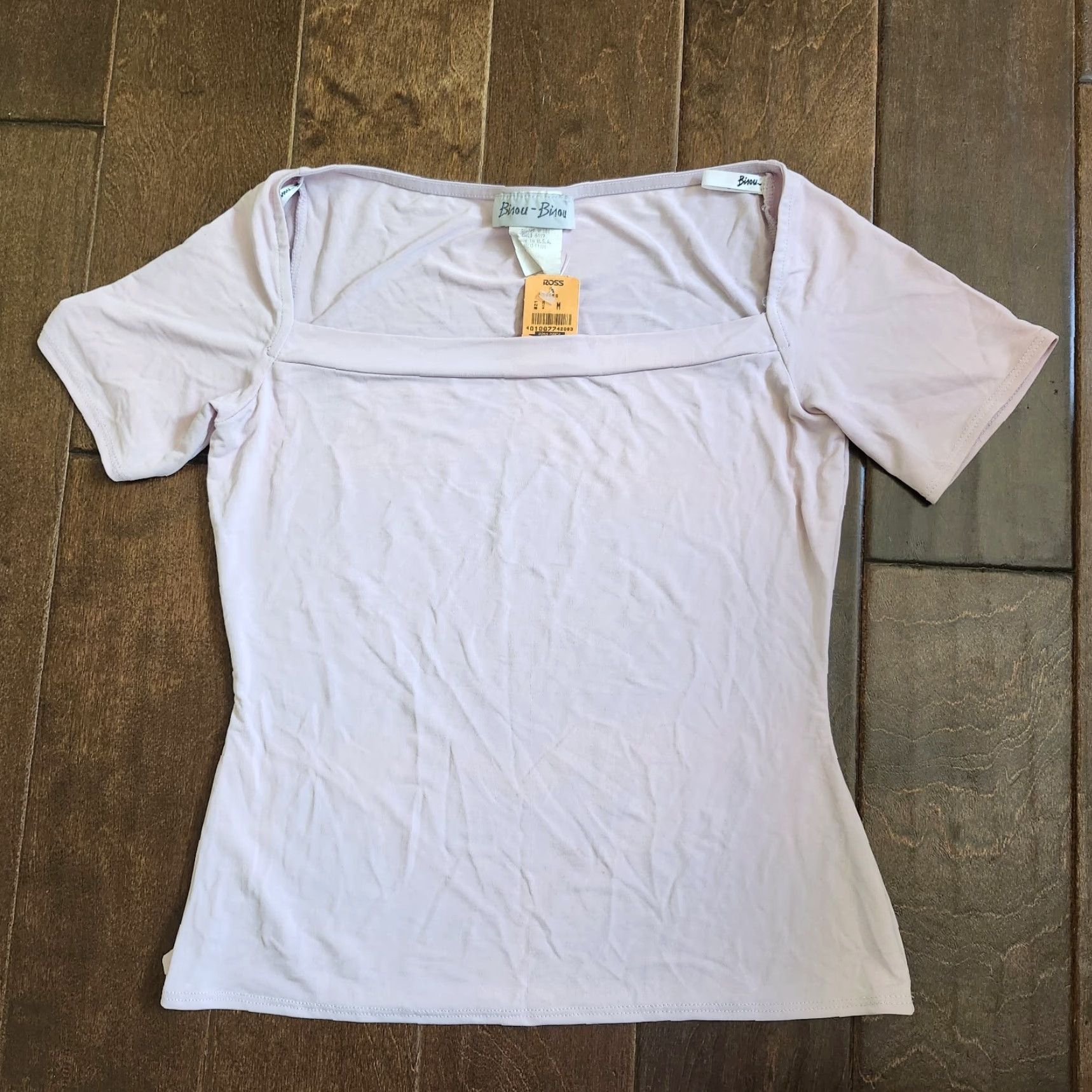 Vintage Bisou Bisou Blouse Top - Size M - Pink - Juniors - Short Sleeve - Pullover - NWT - Acetate Spandex - Solid - Casual Party Business - Girls/Teens Size M / US 6-8 / IT 42-44 - 2 Thumbnail