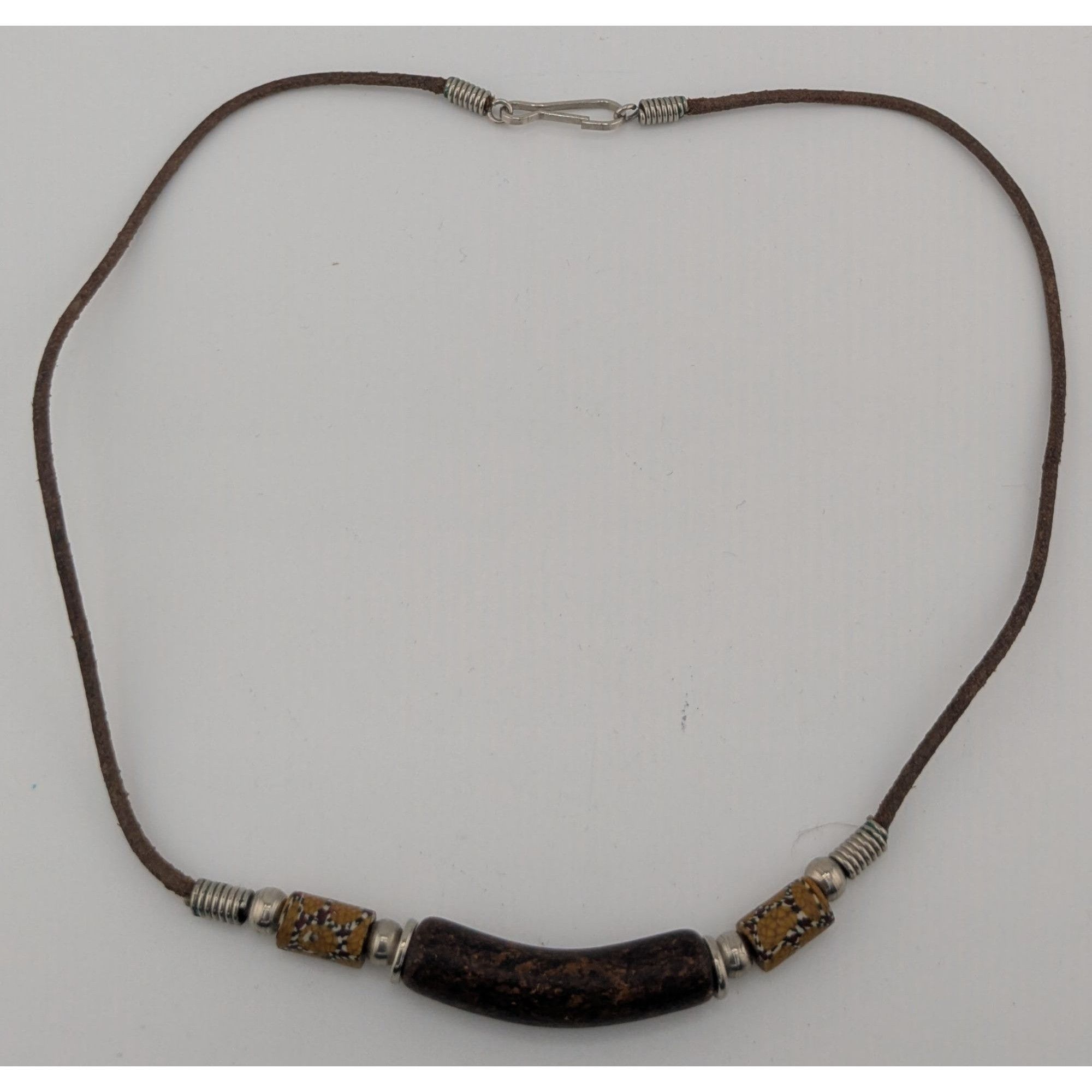 Other Vintage 90s Rustic Brown Cord Necklace With Polymer Clay Bea Size ONE SIZE - 6 Thumbnail