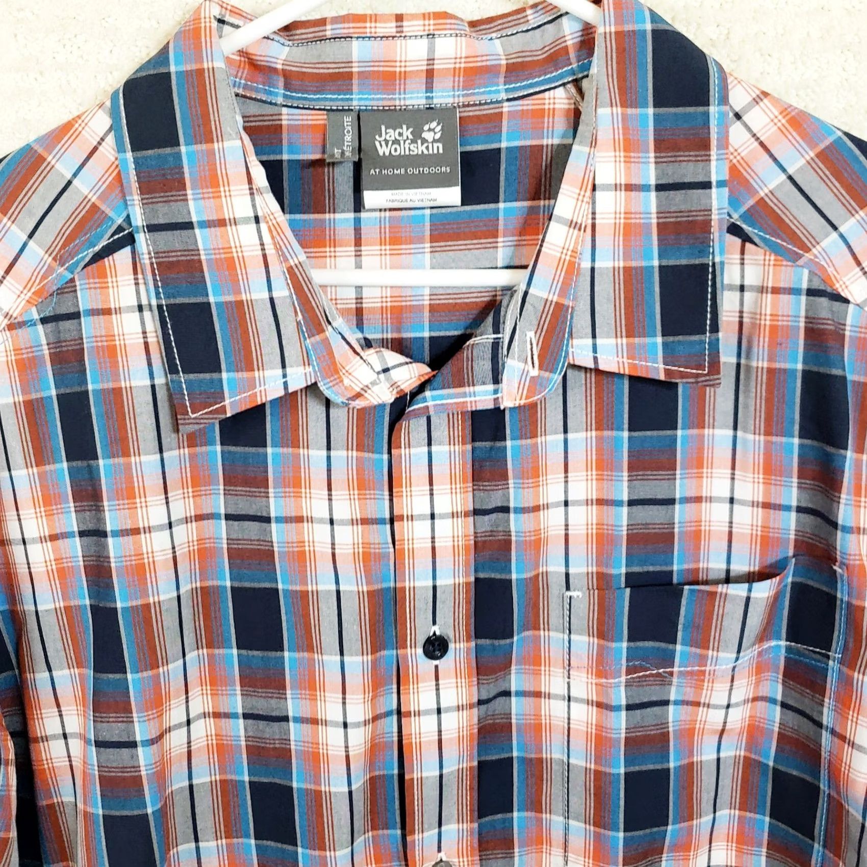 Jack Wolfskin Jack Wolfskin Shirt Men's XL Multicolor Plaid Slim Fit Outdoor Button Short Sleeve Slim Fit Button-Up Shirt Mens XL Multicolor Plaid Outdoor Shirt Size US XL / EU 56 / 4 - 3 Thumbnail