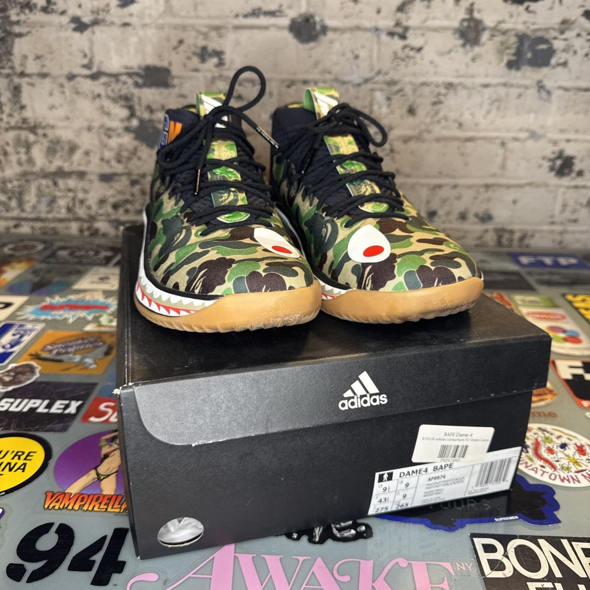 Adidas × Bape Adidas Dame 4 Bape A Bathing Ape Sz 9.5 Green Camo NDS Size US 9.5 / EU 42-43 - 8 Thumbnail