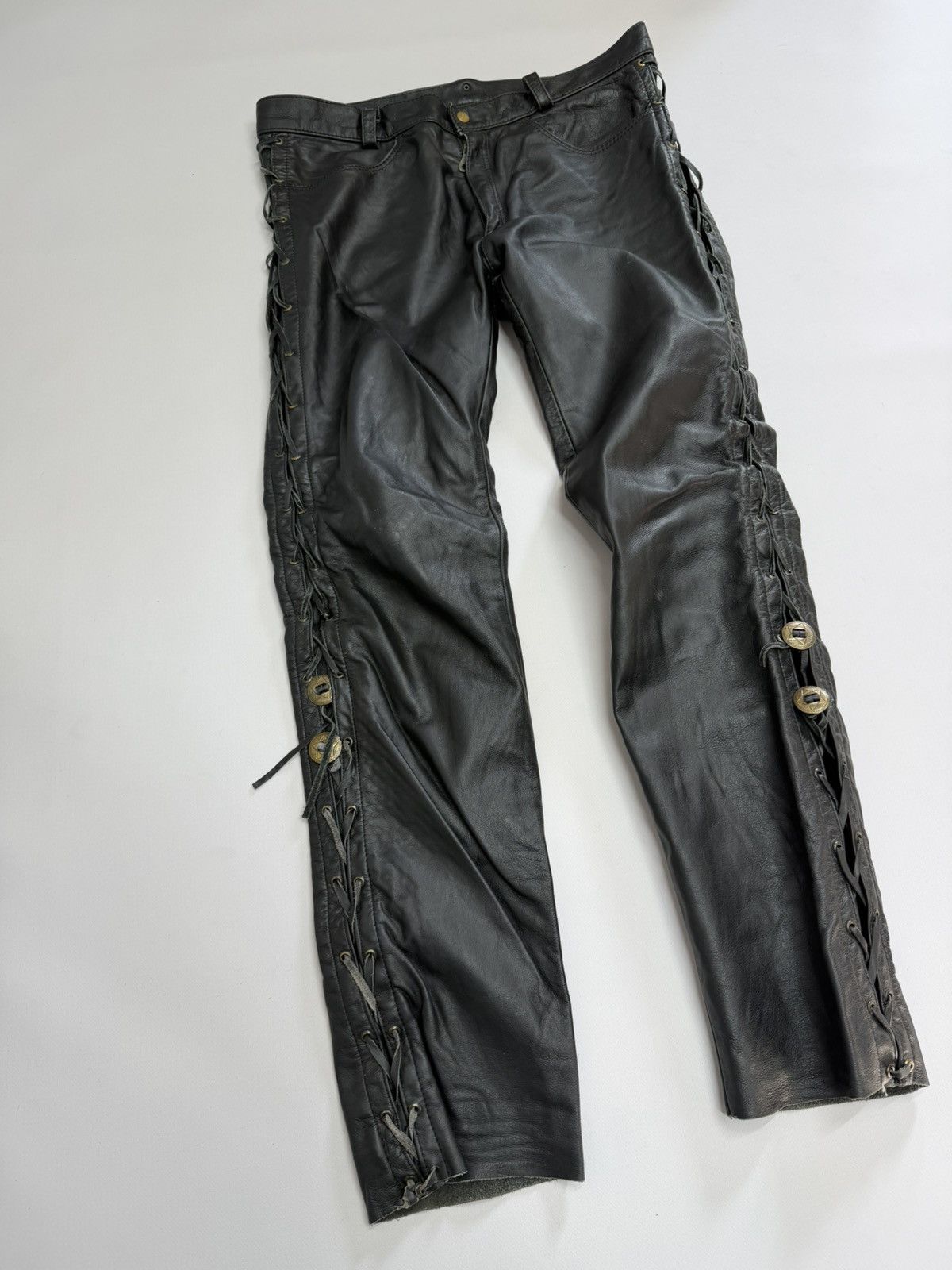 Leather Vintage IXS Leather Pants Black Riding Y2K Archival Dainese Size US 33 - 5 Thumbnail