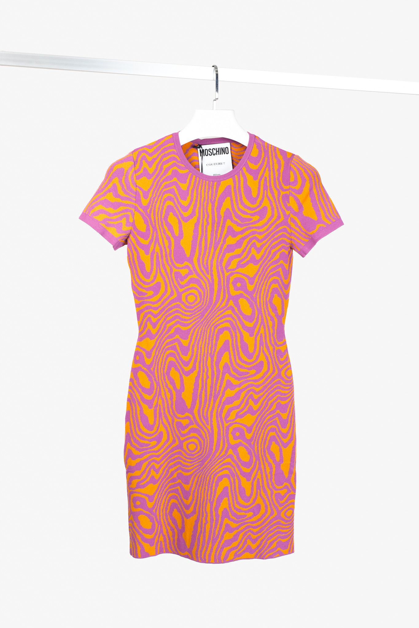 Moschino Moschino PF/22 Fantasy Print Orange Moiré Minidress NWT Size XS / US 0-2 / IT 36-38 - 1 Thumbnail