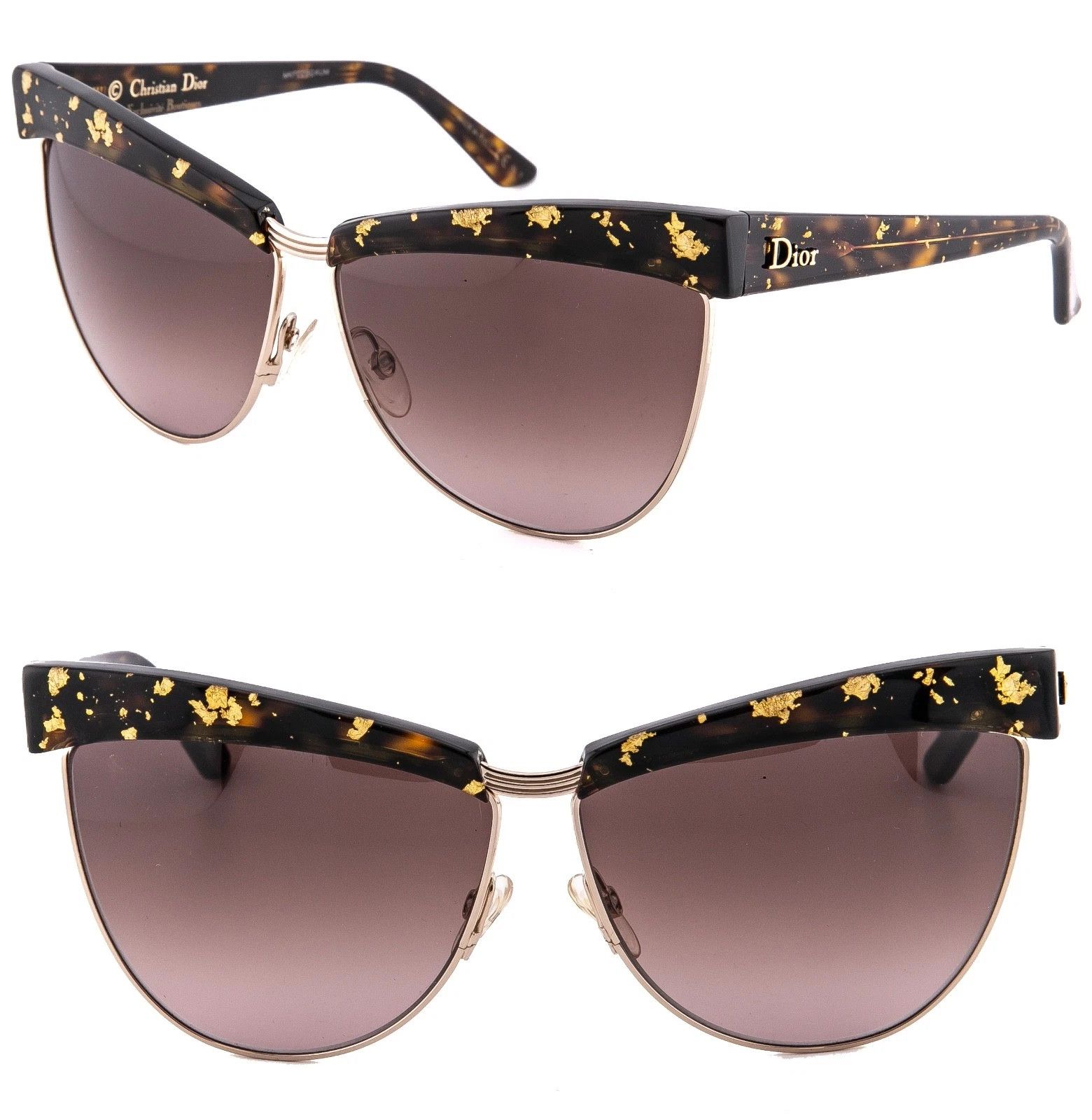 Christian Dior Monsieur CHRISTIAN DIOR METEORE Brown 24K Leaf Boutique Sunglasses Size ONE SIZE - 1 Thumbnail