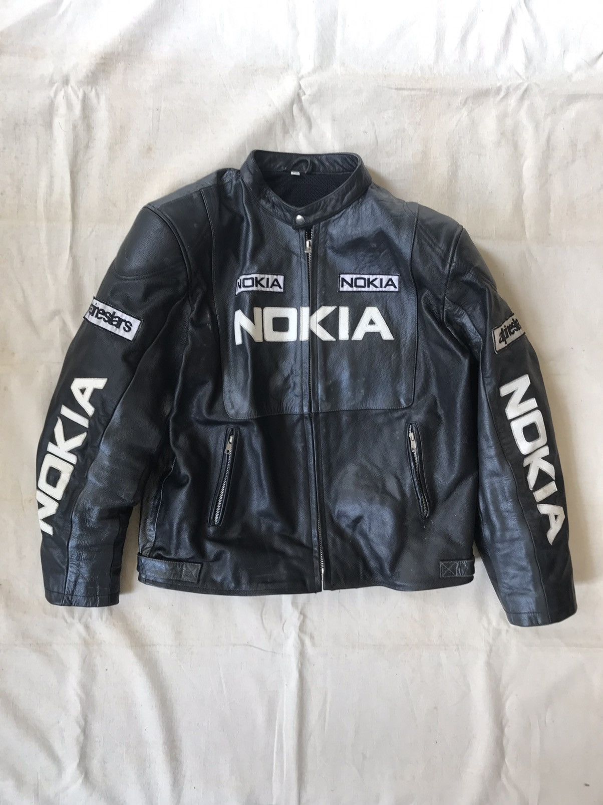 image of Alpinestars x Racing Vintage 90's Nokia Leather Racing Jacket in Black, Men's (Size XL)