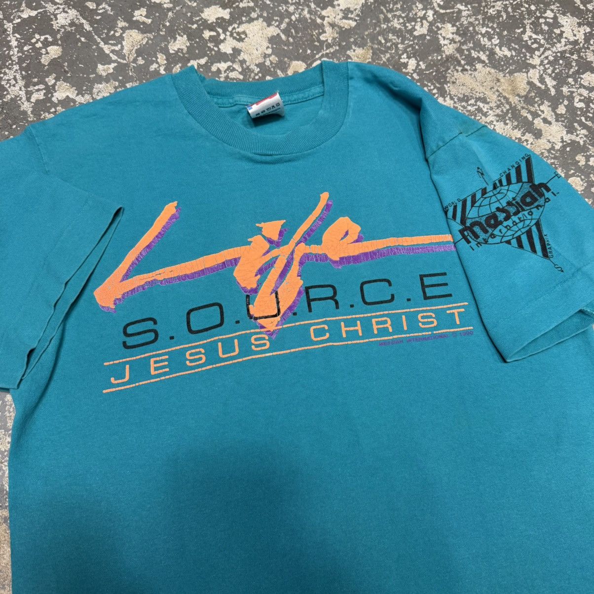 Vintage Vintage Life Source Jesus Christ 90s Blue Tshirt Size US M / EU 48-50 / 2 - 3 Thumbnail