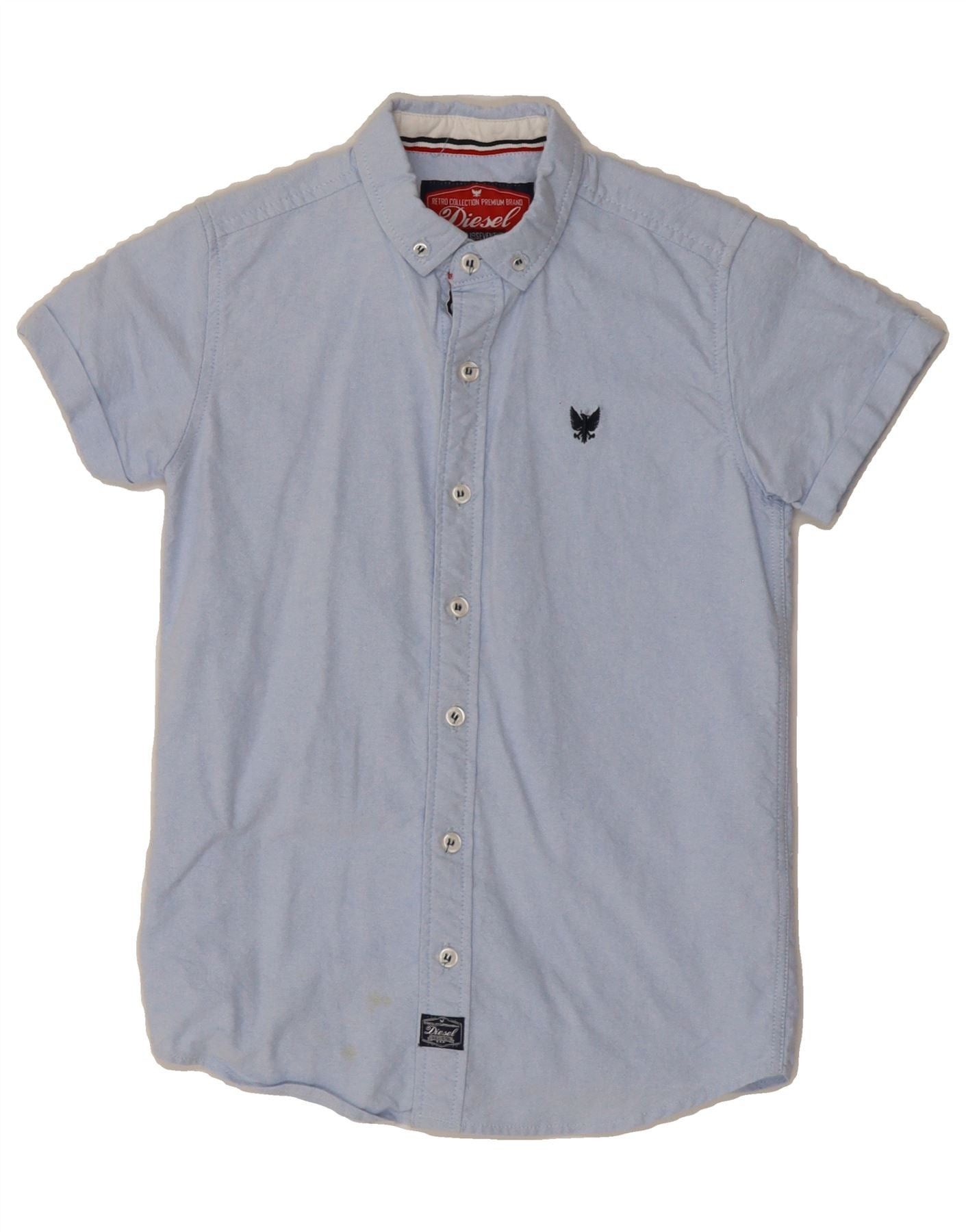 Diesel Boys Short Sleeve Shirt 7-8 Years Blue Cotton Size M / US 6-8 / IT 42-44 - 1 Thumbnail