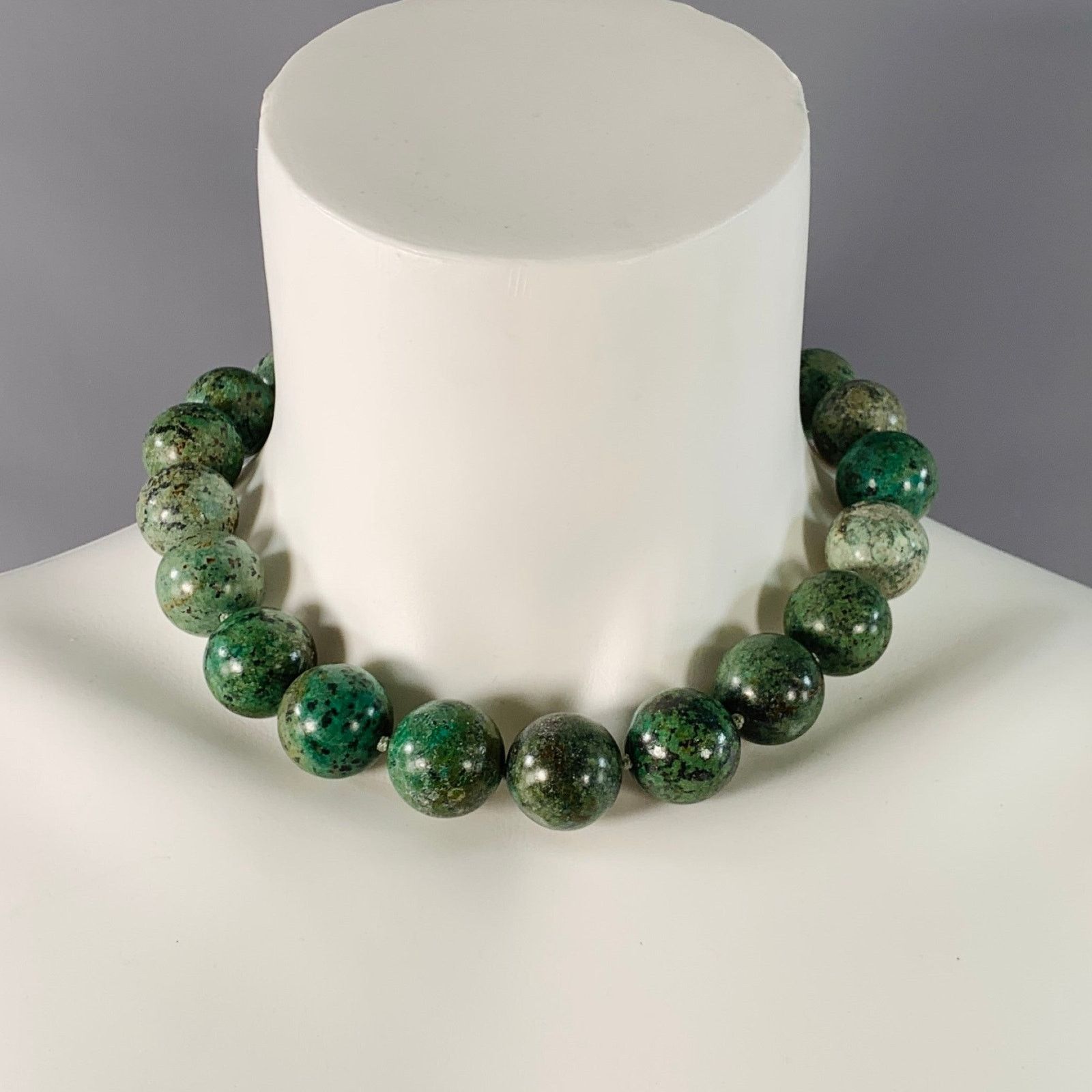 Vintage VINTAGE Green Black Marbled Chunky Beaded Necklace Size ONE SIZE - 2 Thumbnail