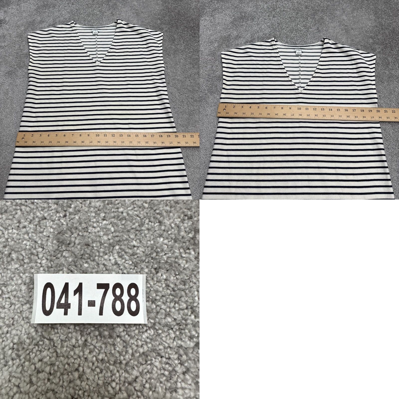 J.Crew J.Crew Striped Sleeveless V-Neck Midi Shift Dress Womens Small Navy Blue White Size S / US 4 / IT 40 - 9 Thumbnail