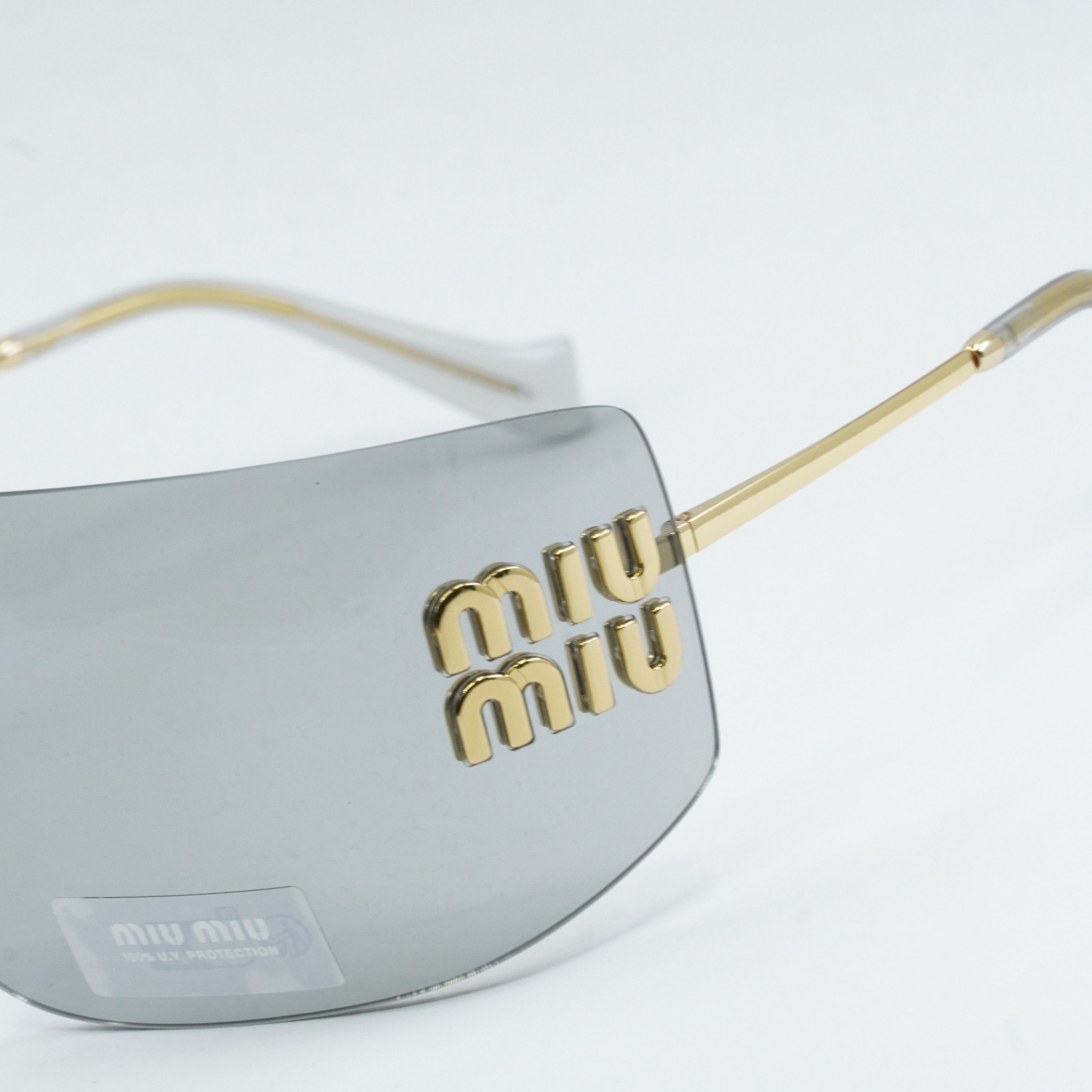 Miu Miu Miu Miu MU54YS 5AK30B Sunglasses Gold Geometric Frame Size ONE SIZE - 2 Thumbnail