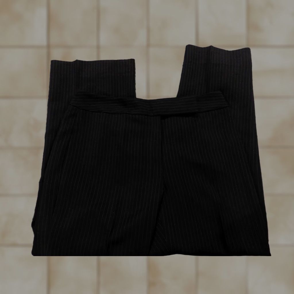 Vintage Tahari Womens Pants 8 Black Striped Straight Leg Dress Pants Casual Stretch Regular Cotton Jersey 27in Inseam Womens Size 30" / US 8 / IT 44 - 1 Thumbnail