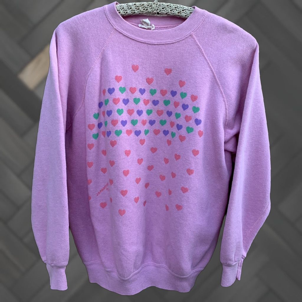Vintage VINTAGE Heart Graphic Sweatshirt Raglan Sleeves JA Panther sf ca Size L Size L / US 10 / IT 46 - 1 Thumbnail