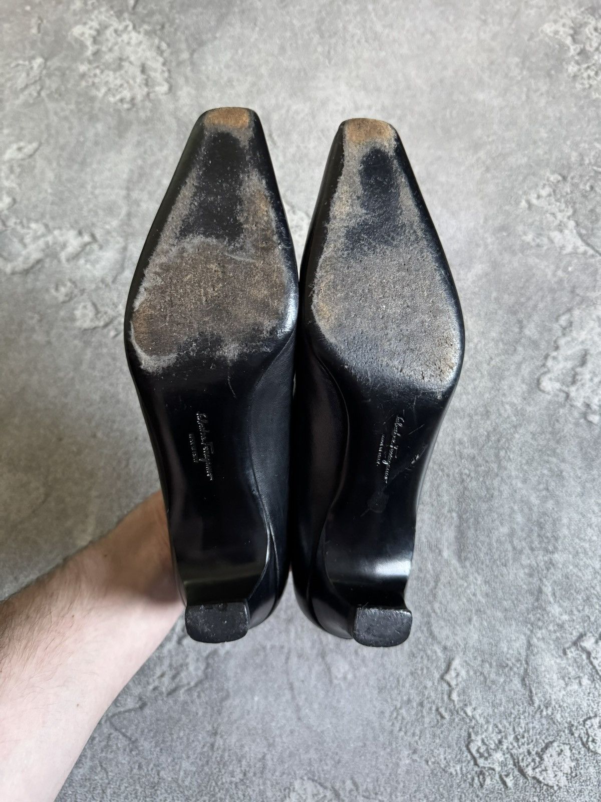 Salvatore Ferragamo Salvatore Ferragamo black leather short heels 👠 gold detail Size US 6 / IT 36 - 10 Thumbnail