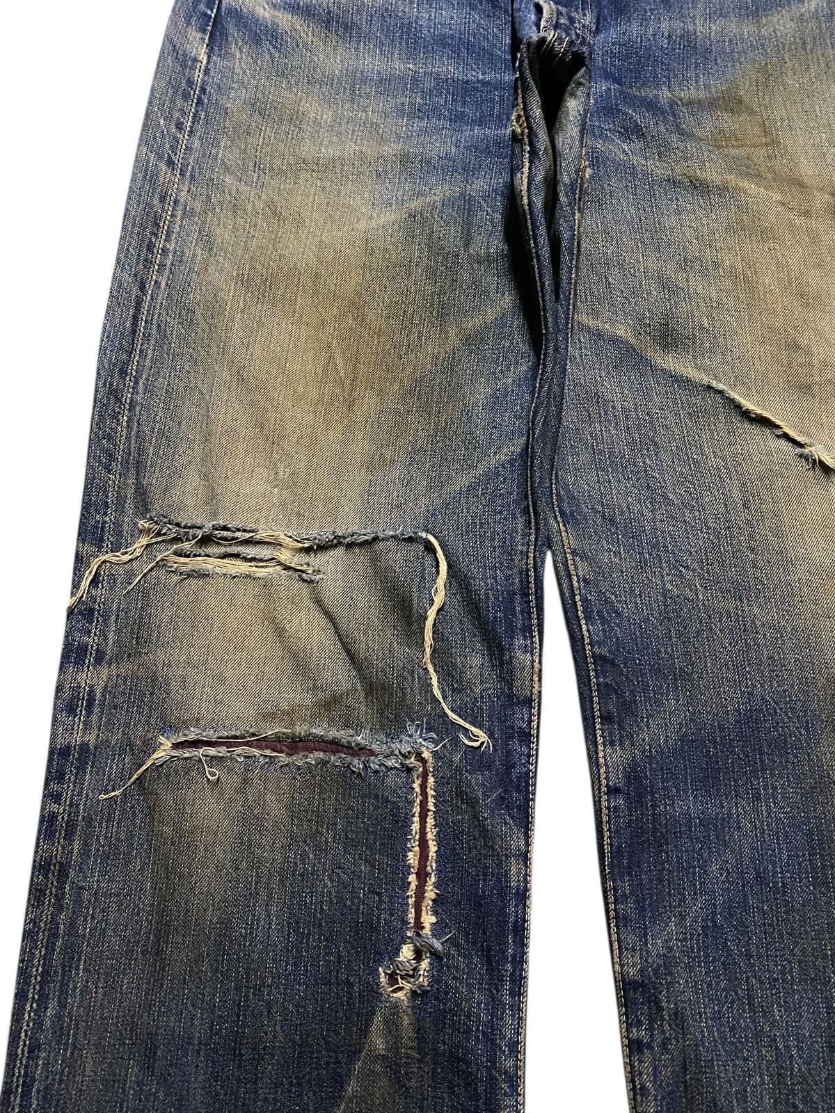 The Real McCoy's Vintage Joe Mccoy Mud Wash Selvedge Distressed Baggy Jeans Size US 33 - 7 Thumbnail