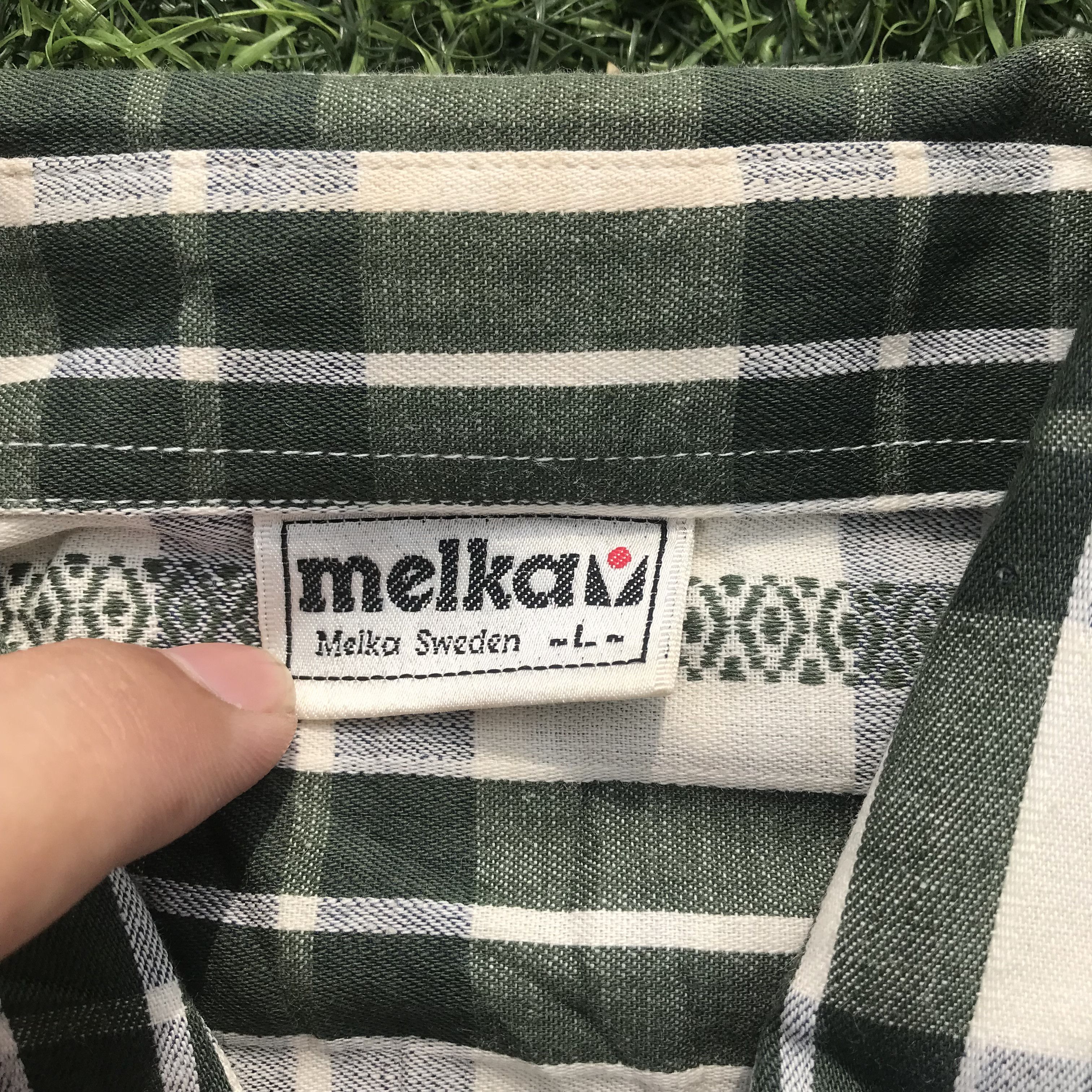 Vintage Melka of sweden Shirt green plaid Tartan long sleeves shirt Size US L / EU 52-54 / 3 - 4 Thumbnail