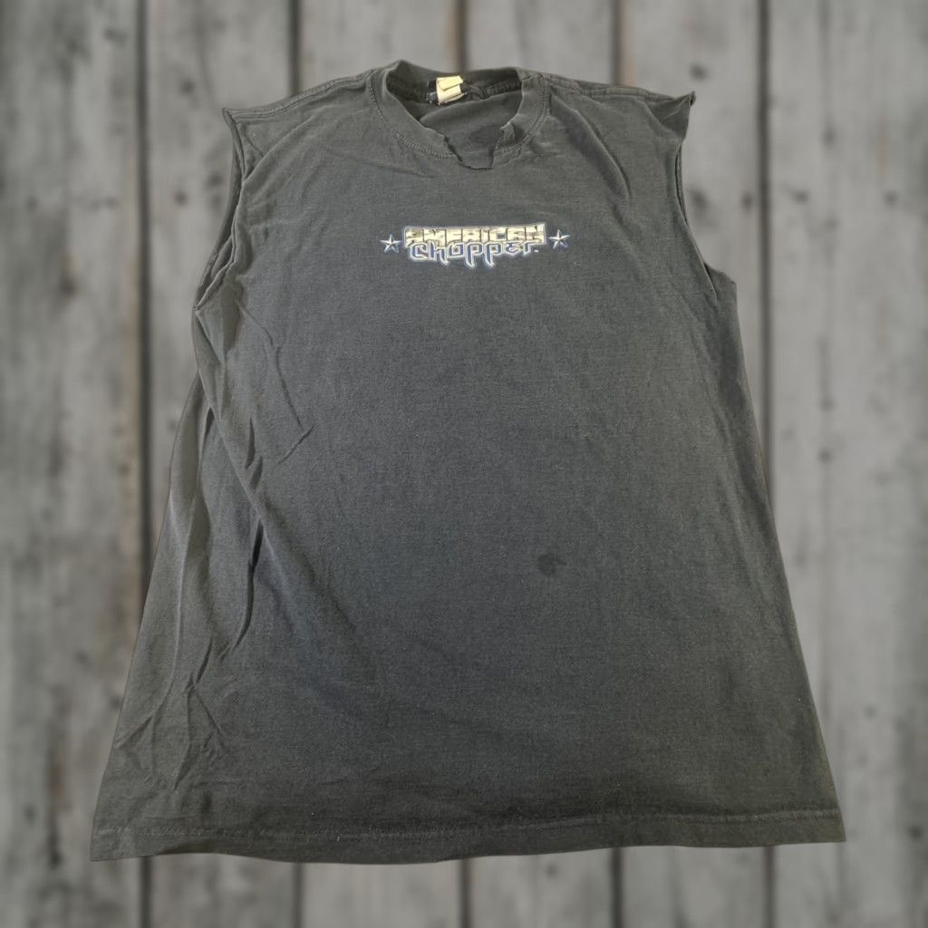 Vintage VINTAGE American Chopper T-Shirt Mens Large Sleeveless Motorcycle Graphic 90s Raw Cut Muscle Tee Blue Size US L / EU 52-54 / 3 - 1 Thumbnail