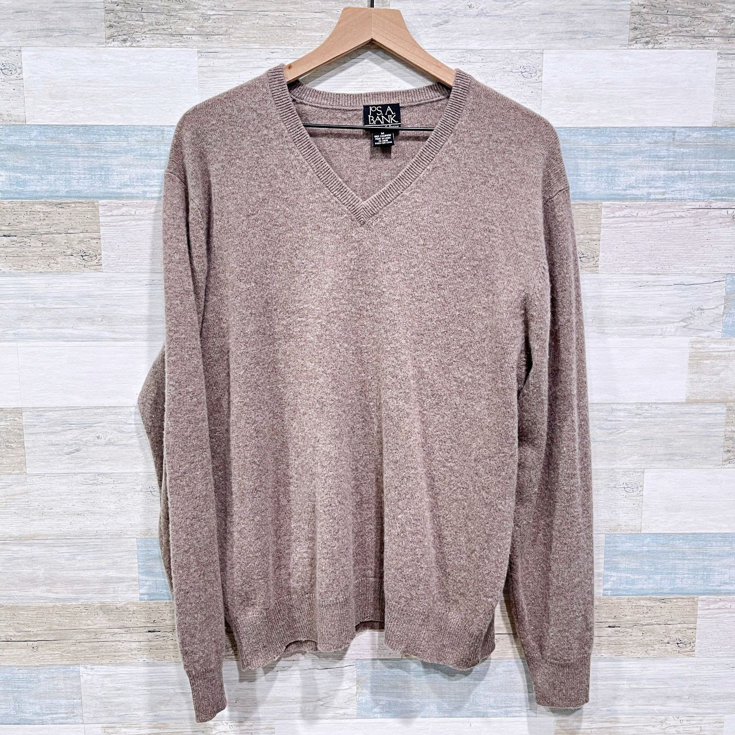 Jos. A. Bank Jos A Bank Cashmere V Neck Sweater Brown Travelers Mens M Size US M / EU 48-50 / 2 - 1 Thumbnail