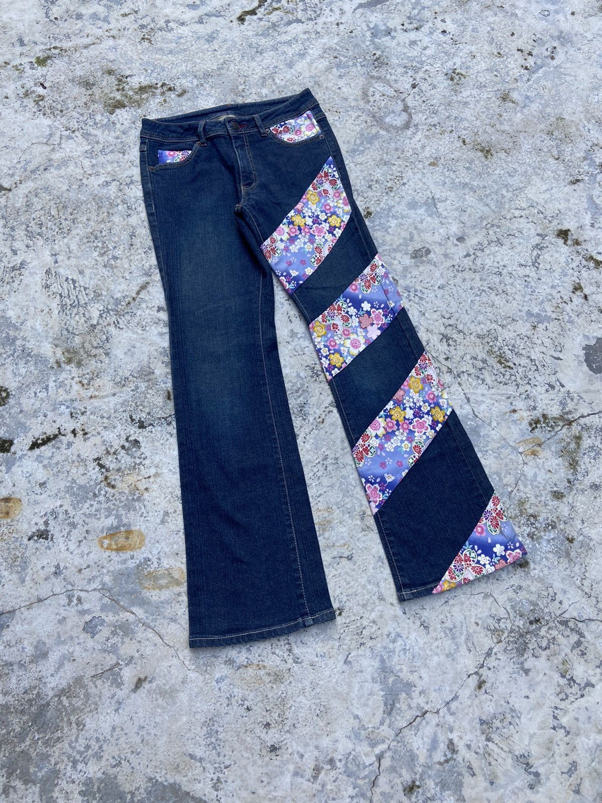 Beauty Beast × Hysteric Glamour × Japanese Brand Vtg denim flare stripe floral cross Size 27" / US 4 / IT 40 - 3 Thumbnail