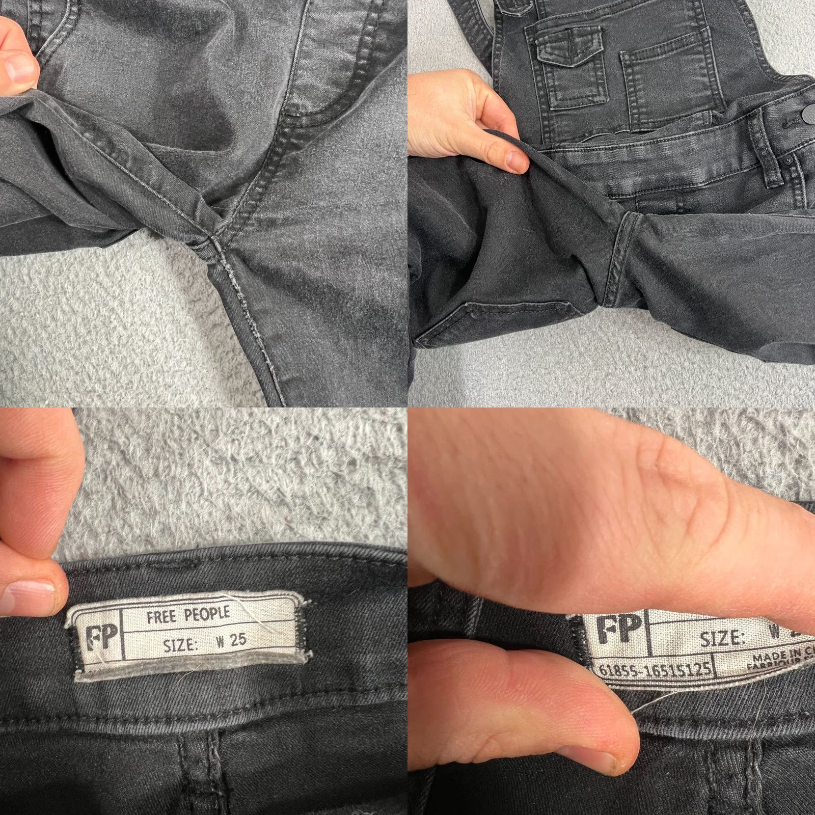 Free People Free People Black Denim Cropped Overalls Boho Distressed Size 25 Jeans Women Vintage No Size 42" / US 20 - 8 Thumbnail