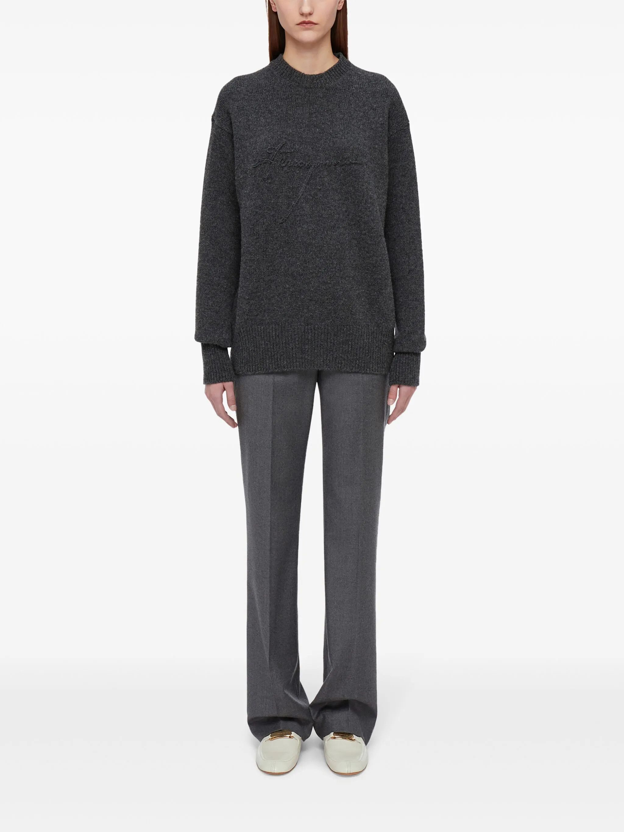 Salvatore Ferragamo o1s1rm0526 Virgin Wool Sweater in Grey Size M / US 6-8 / IT 42-44 - 2 Thumbnail
