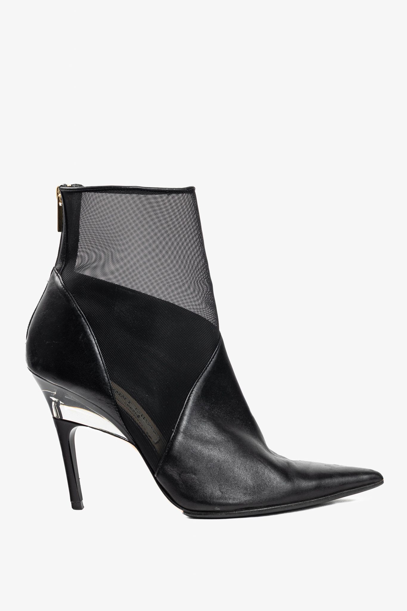 Jimmy Choo Jimmy Choo Sioux 100 Black Nappa & Mesh Ankle Boots Size US 7.5 / IT 37.5 - 1 Thumbnail