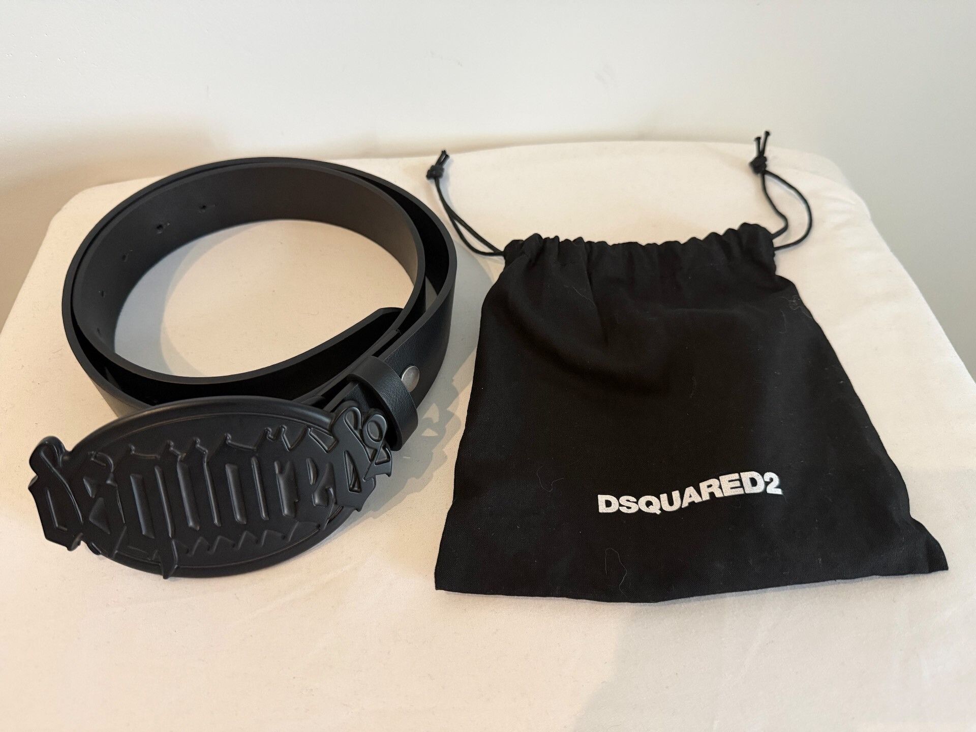 Dsquared2 Dsquared2 Black Leather Belt with Gothic Buckle Size ONE SIZE - 1 Thumbnail