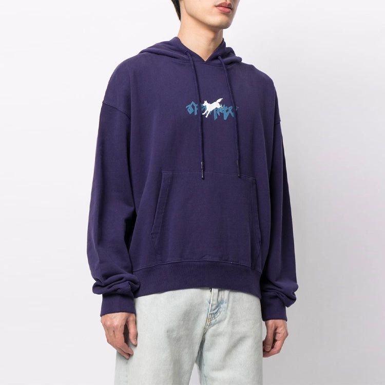 Off-White Blue Running Wolves Logo Oversized Hoodie Size US M / EU 48-50 / 2 - 3 Thumbnail