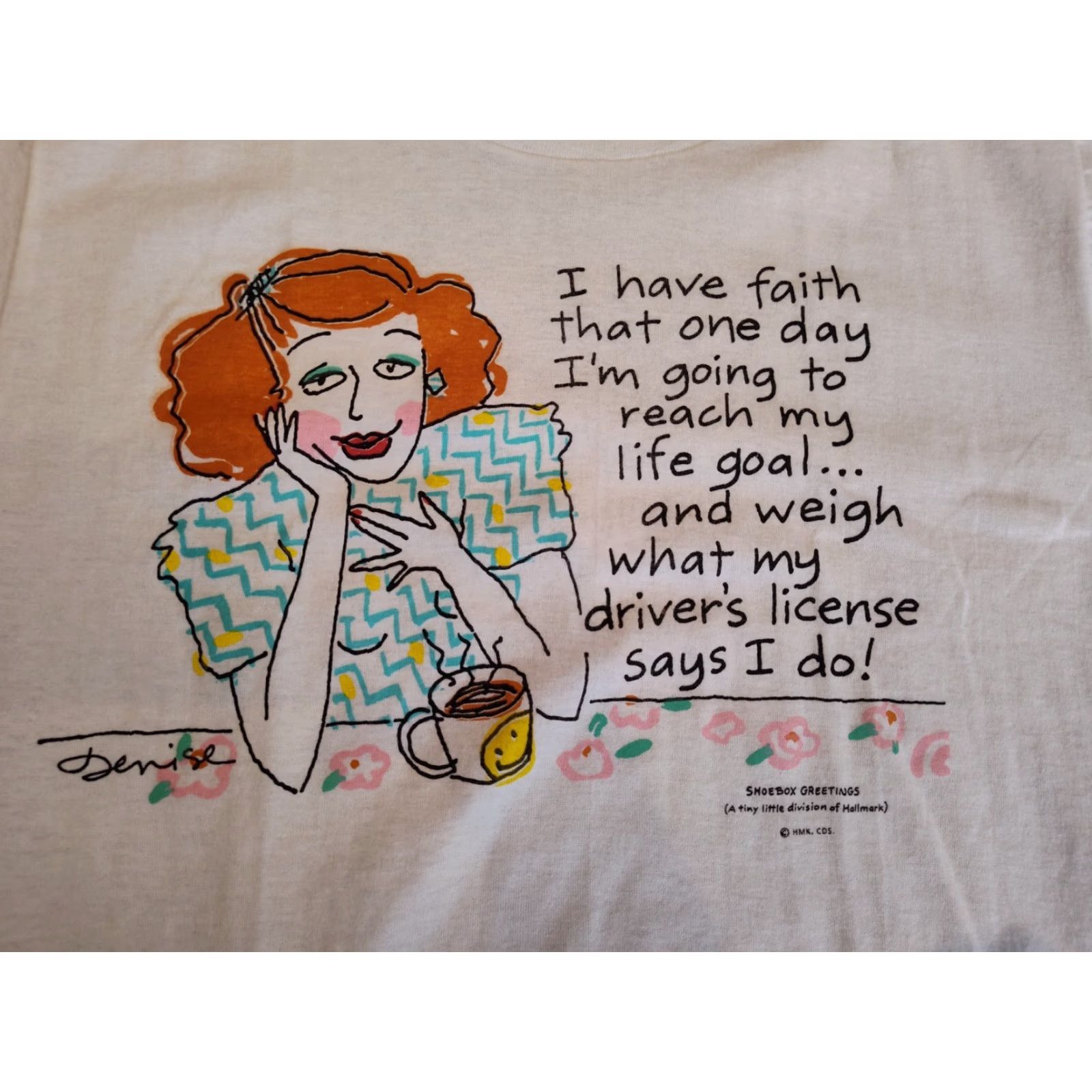Vintage VINTAGE Hallmark T-Shirt 90s Denise Graphic Print White M Size Men Single Stitch Made In USA Size US M / EU 48-50 / 2 - 3 Thumbnail